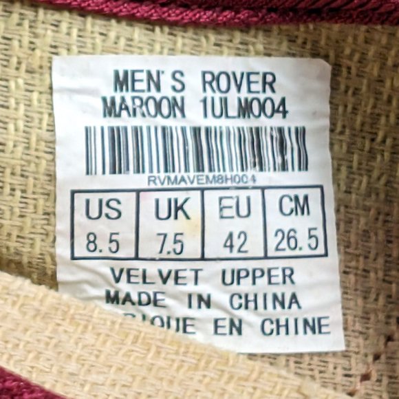 Ionic Epic Rover Shoes Mens Maroon Velvet Fabric Slip On Lightweight Size 8.5 - Picture 12 of 12